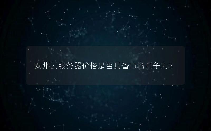 泰州云服务器价格是否具备市场竞争力？