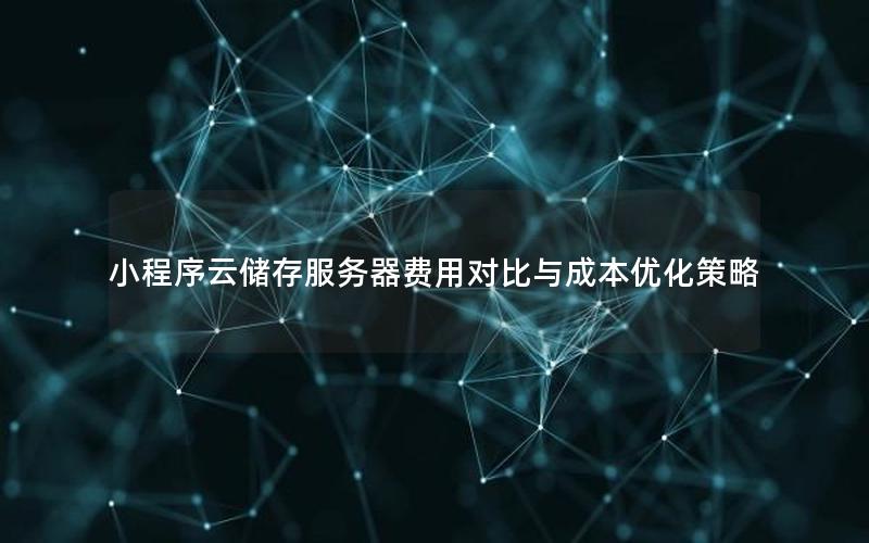 小程序云储存服务器费用对比与成本优化策略