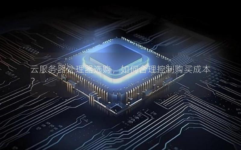 云服务器处理器选购，如何合理控制购买成本？