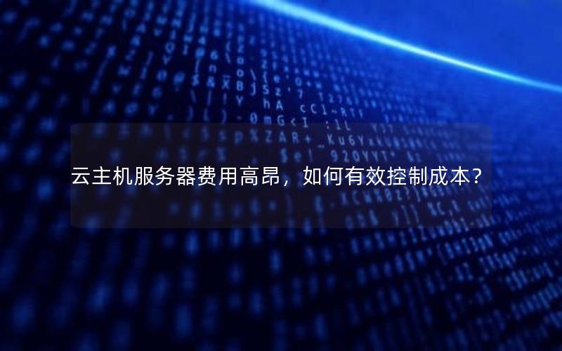 云主机服务器费用高昂，如何有效控制成本？