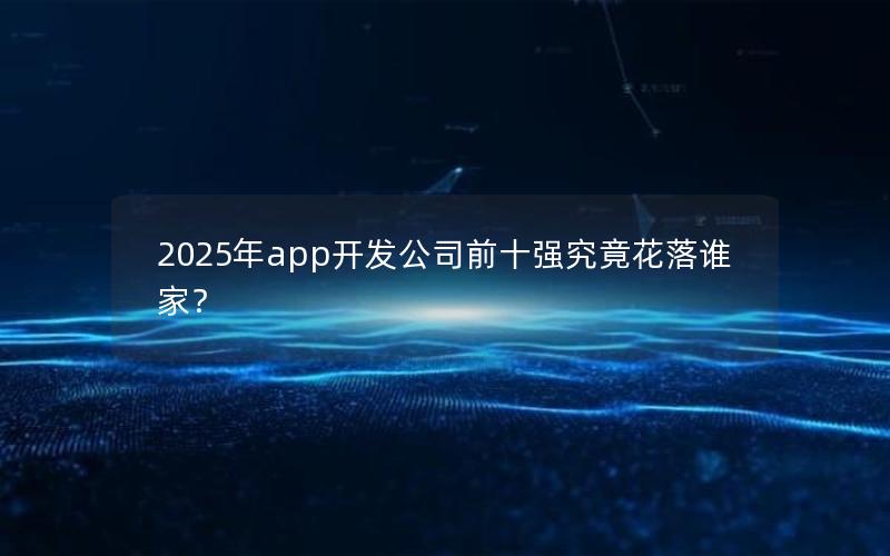 2025年app开发公司前十强究竟花落谁家？