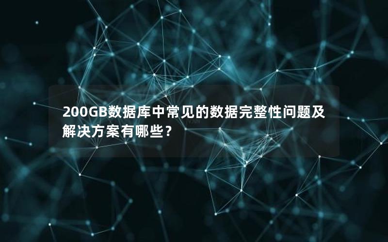 200GB数据库中常见的数据完整性问题及解决方案有哪些?