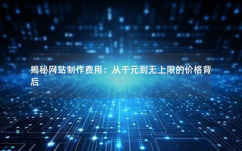 揭秘网站制作费用：从千元到无上限的价格背后