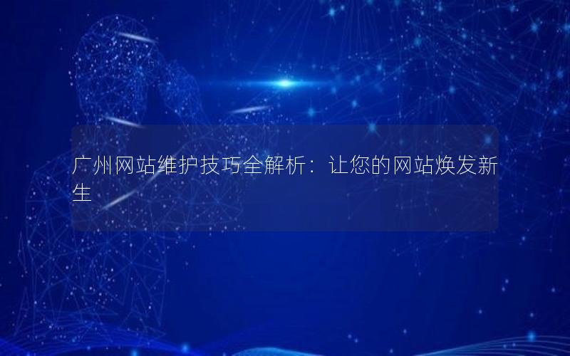 广州网站维护技巧全解析:让您的网站焕发新生