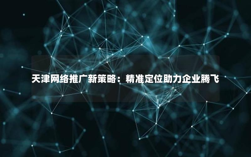 天津网络推广新策略：精准定位助力企业腾飞