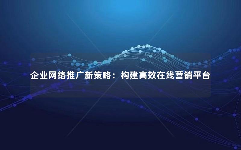 企业网络推广新策略：构建高效在线营销平台