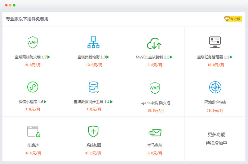 宝塔BT面板专业版(付费)和免费版有什么区别?