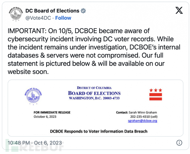 美国华盛顿特区选民数据被盗,背后真相浮出水面!