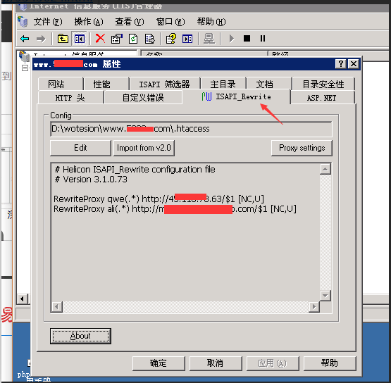 iis6、iis6.5设置反向代理解析二级目录、泛目录教程