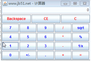 java实现的计算器功能示例【基于swing组件】