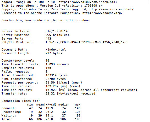 Apache下分析ab性能测试结果