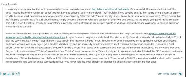 Linux之父:ARM服务器没戏!