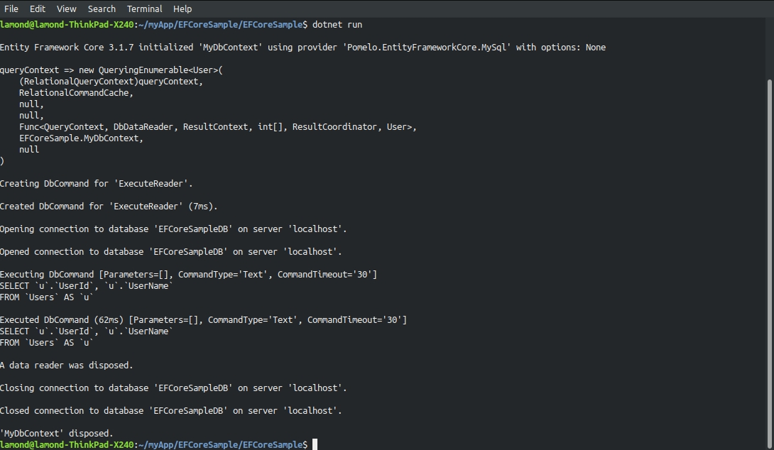 .net core实用技巧——将EF Core生成的SQL语句显示在控制台中