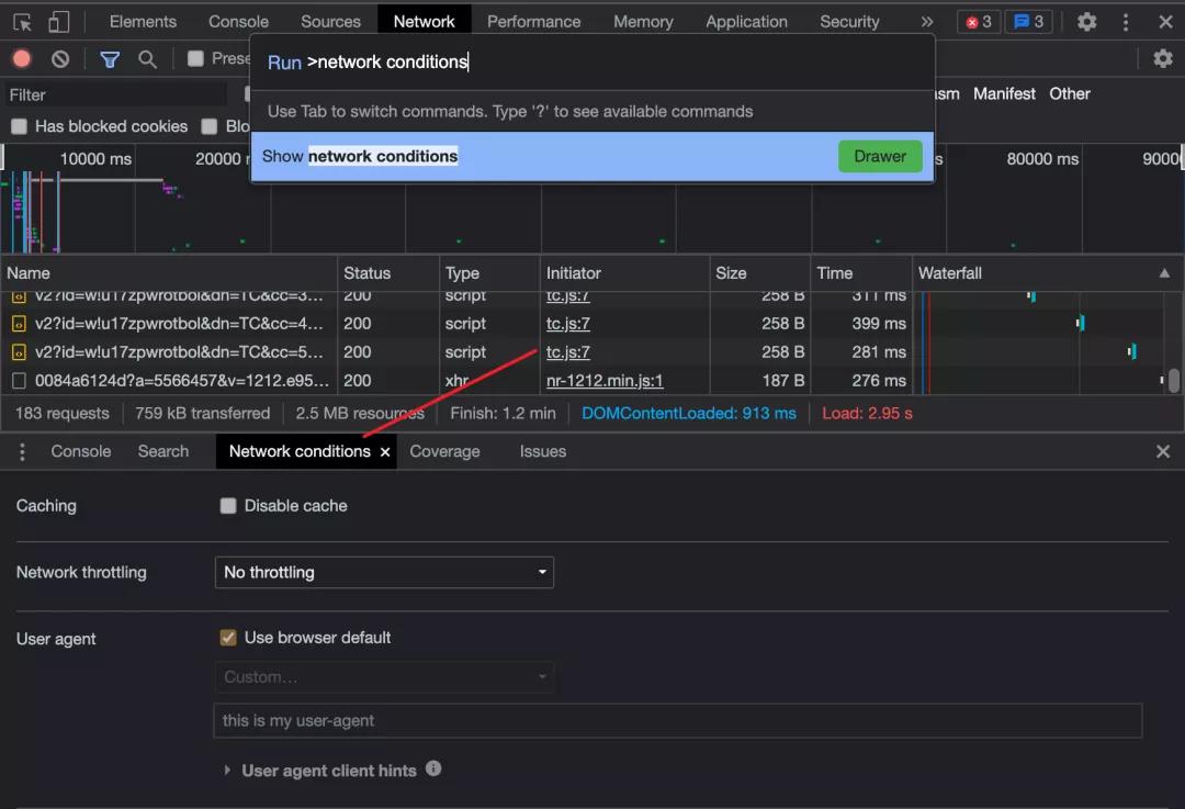 Chrome DevTools: 修改User-Agent,定制个性化UA