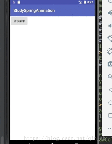 SpringAnimation 实现菜单从顶部弹出从底部消失动画效果