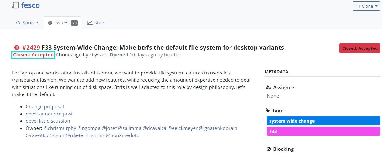 正式批准！Fedora 33 桌面版本默认使用 Btrfs 文件系统，代替 EXT4