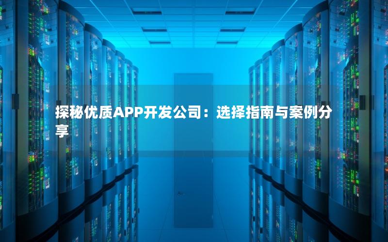 探秘优质APP开发公司：选择指南与案例分享