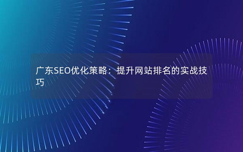 广东SEO优化策略：提升网站排名的实战技巧