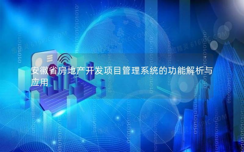 安徽省房地产开发项目管理系统的功能解析与应用