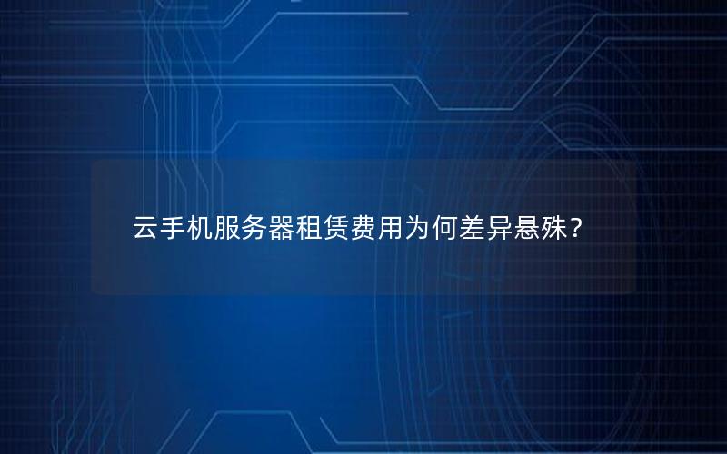 云手机服务器租赁费用为何差异悬殊？
