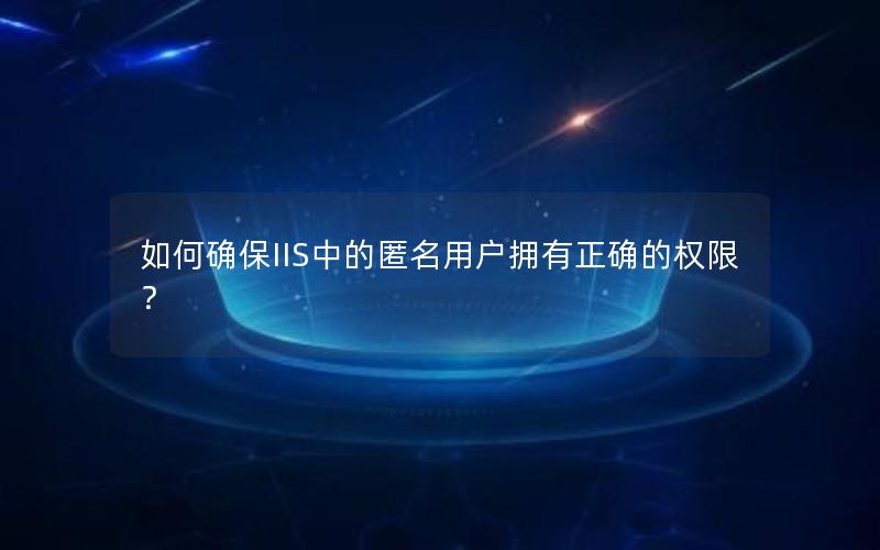 如何确保IIS中的匿名用户拥有正确的权限？