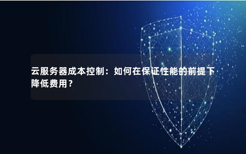 云服务器成本控制：如何在保证性能的前提下降低费用？