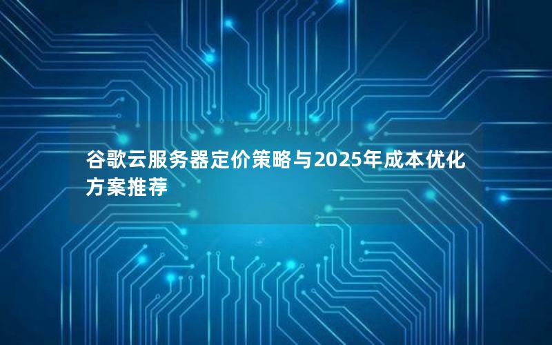 谷歌云服务器定价策略与2025年成本优化方案推荐