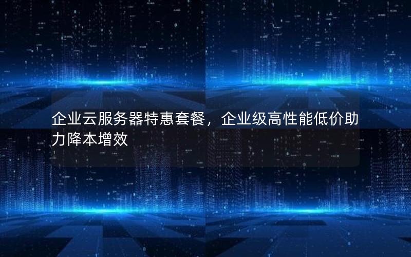 企业云服务器特惠套餐，企业级高性能低价助力降本增效