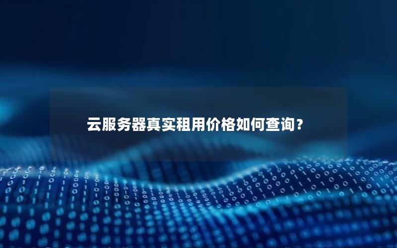 云服务器真实租用价格如何查询？