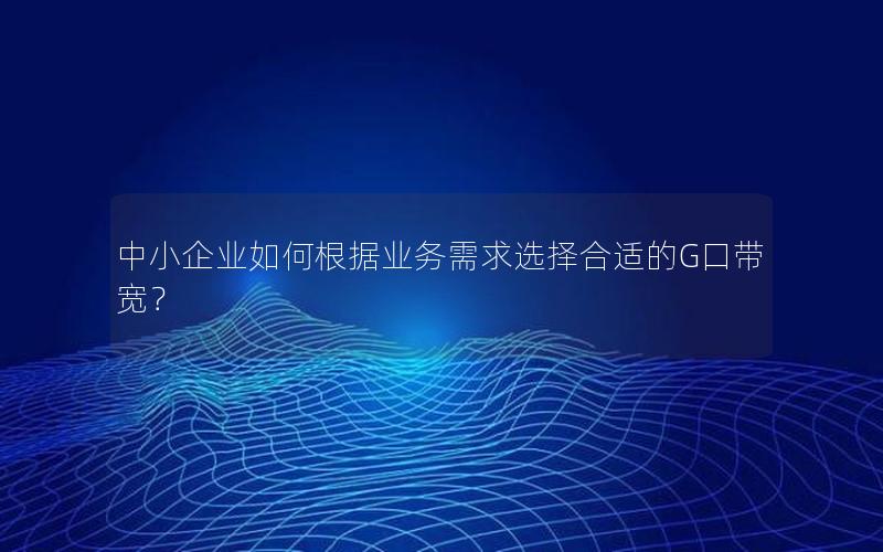 中小企业如何根据业务需求选择合适的G口带宽?