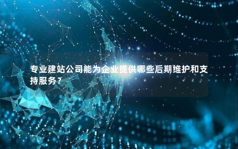 专业建站公司能为企业提供哪些后期维护和支持服务?