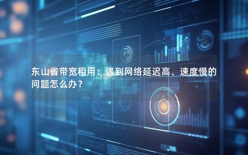 东山省带宽租用:遇到网络延迟高、速度慢的问题怎么办?