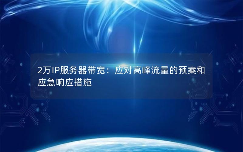 2万IP服务器带宽：应对高峰流量的预案和应急响应措施