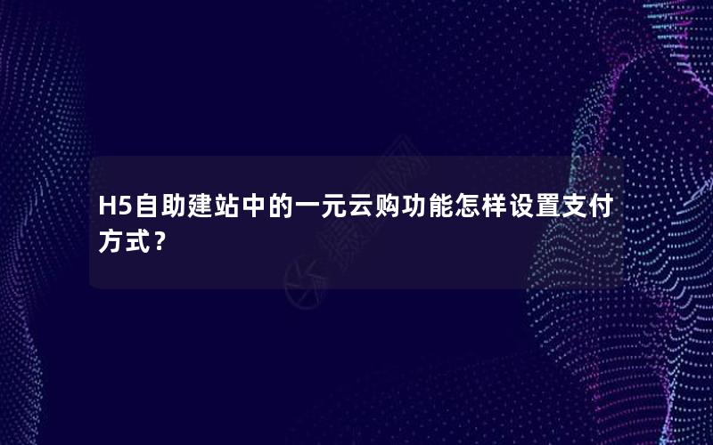 H5自助建站中的一元云购功能怎样设置支付方式？