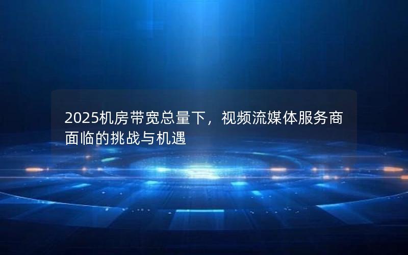 2025机房带宽总量下，视频流媒体服务商面临的挑战与机遇