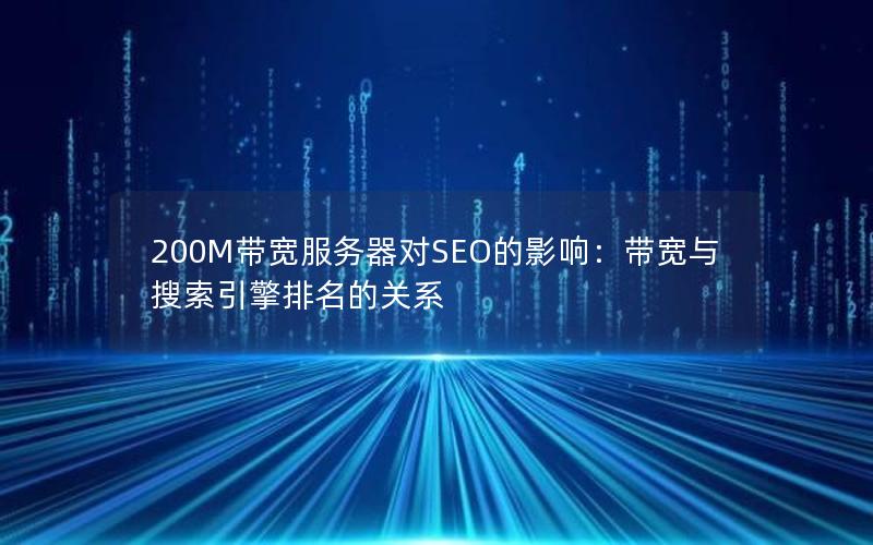 200M带宽服务器对SEO的影响:带宽与搜索引擎排名的关系