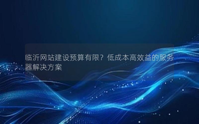 临沂网站建设预算有限？低成本高效益的服务器解决方案
