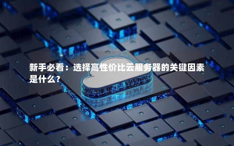 新手必看：选择高性价比云服务器的关键因素是什么？