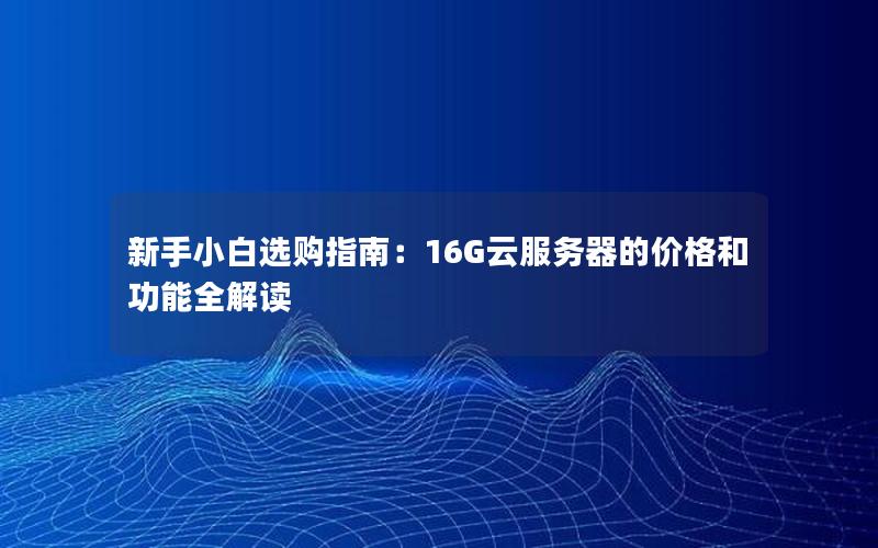 新手小白选购指南：16G云服务器的价格和功能全解读