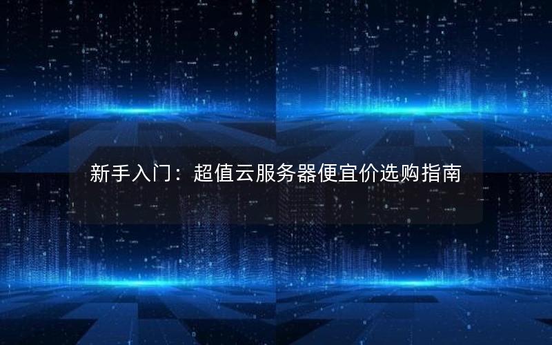 新手入门：超值云服务器便宜价选购指南