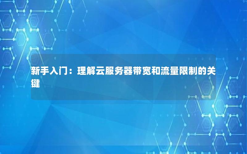 新手入门：理解云服务器带宽和流量限制的关键