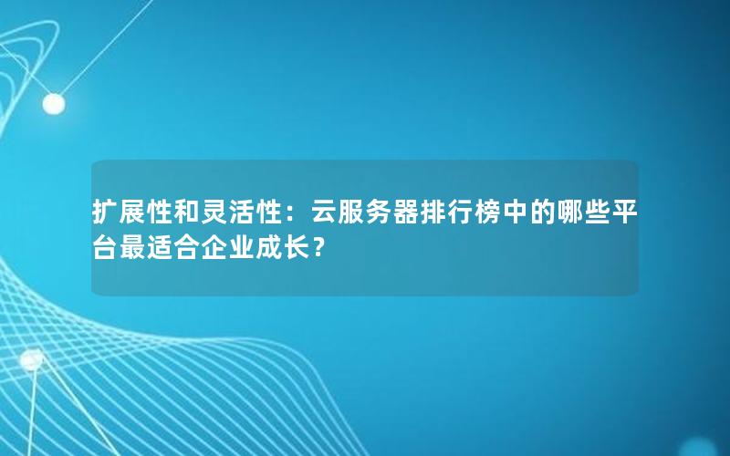 扩展性和灵活性：云服务器排行榜中的哪些平台最适合企业成长？