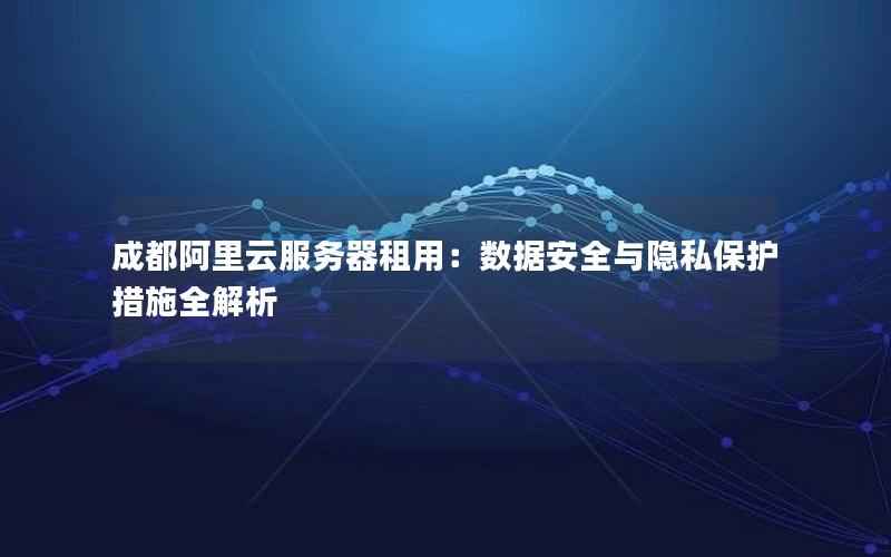 成都阿里云服务器租用：数据安全与隐私保护措施全解析