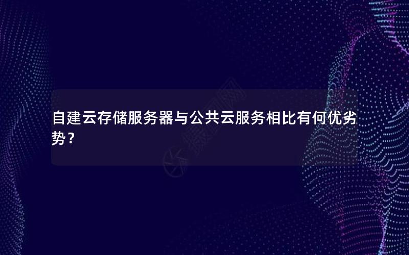 自建云存储服务器与公共云服务相比有何优劣势？