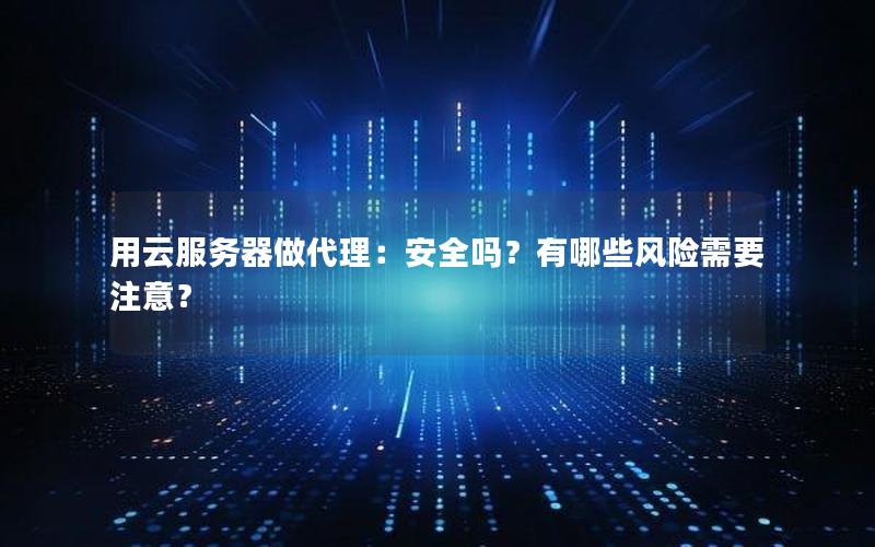 用云服务器做代理：安全吗？有哪些风险需要注意？