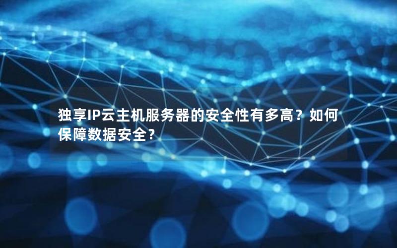 独享IP云主机服务器的安全性有多高？如何保障数据安全？