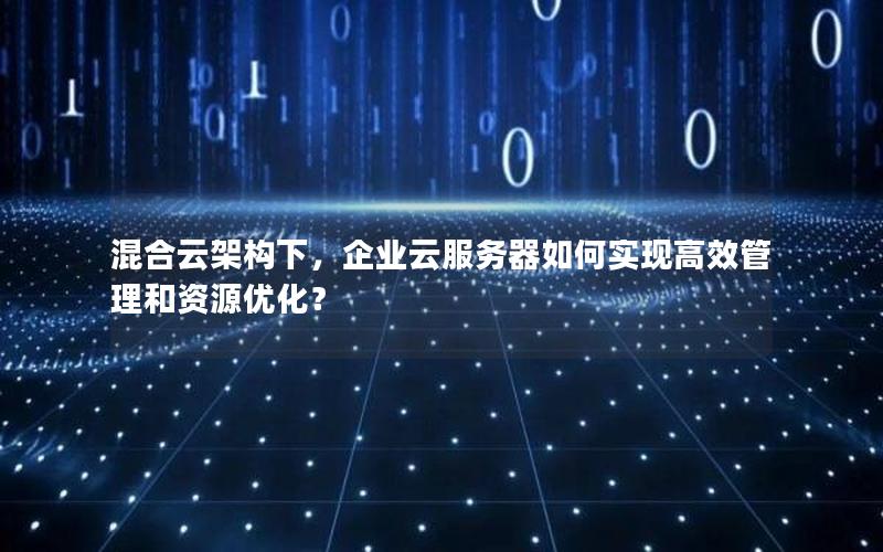 混合云架构下，企业云服务器如何实现高效管理和资源优化？